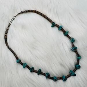 Men’s Faux Turquoise and Genuine Shell Beaded Necklace